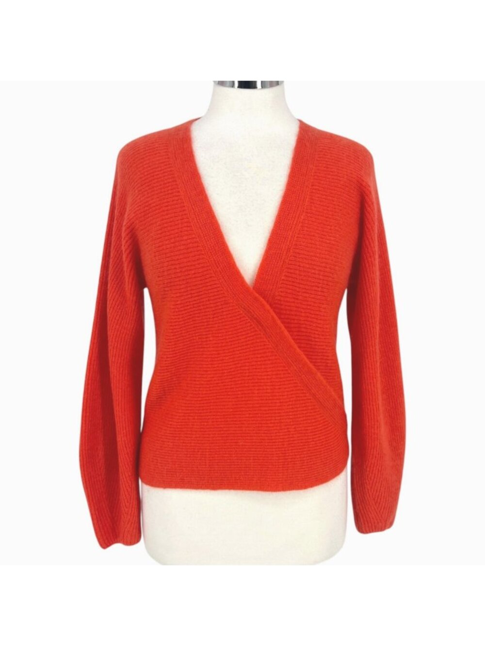Vince Wrap-Style Wool Mohair Blend Balletcore Sweater Burnt Coral Size Small